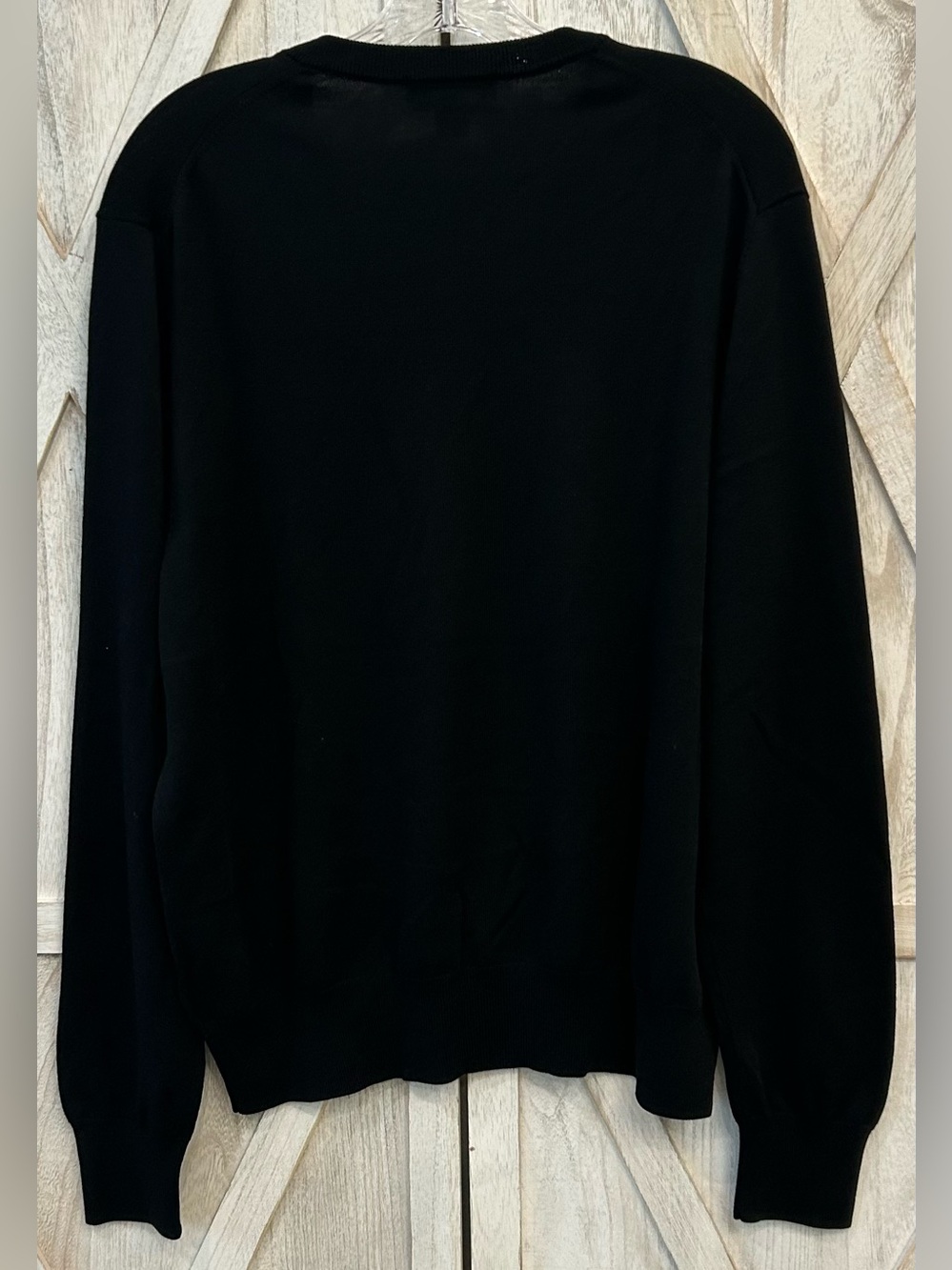 Brooks Brothers Sweater Saxxon Wool V-Neck Black 100% Men’s Large 180/104B